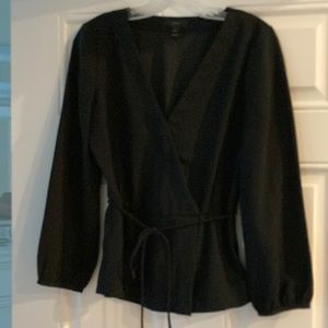 Faux wrap blouse in navy blue